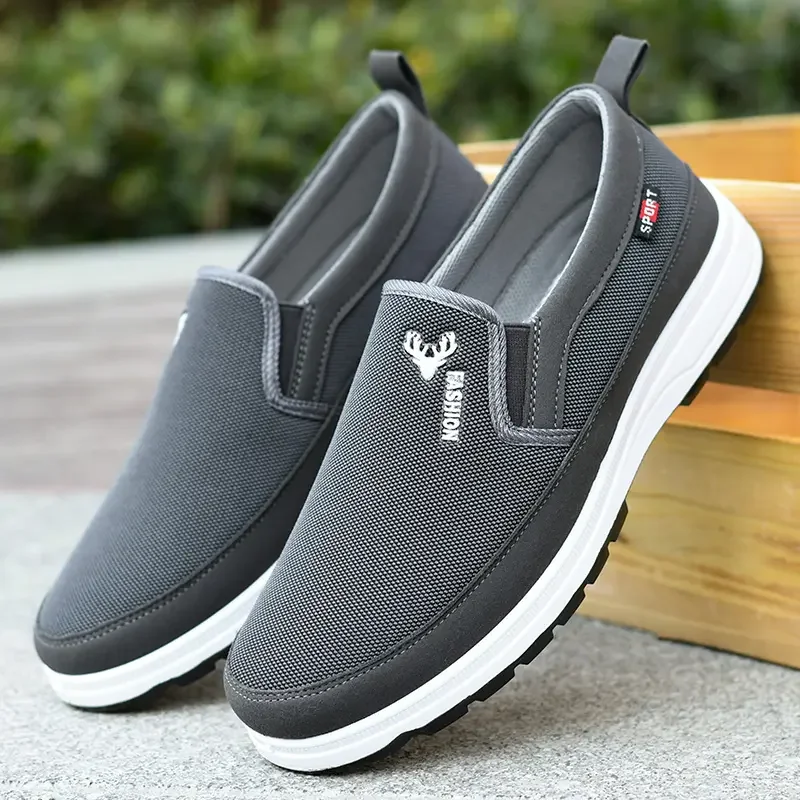 Men Casual Canvas Shoes Round Toe Shallow Mouth Comfortable Sneakers Lightweight Casual Driving Non-slip Flats Slip on Loafers