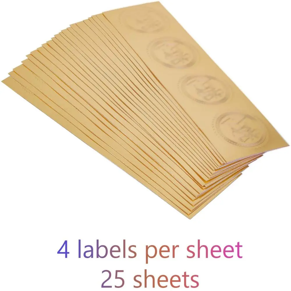 100PC Self Adhesive Gold Foil Embossed Stickers Medal Decoration Sticker  22x6x0.05cm 4pcs/sheet