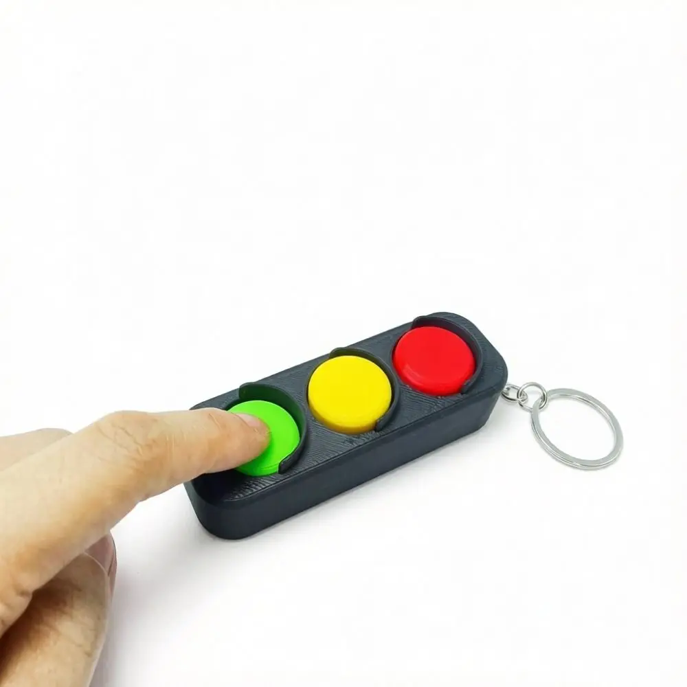 3D Printed Fidget Clicker Keychain Lightweight Compact Traffic Light Fidget Sleek Surface Pleasant Touch Stress Relief Hand