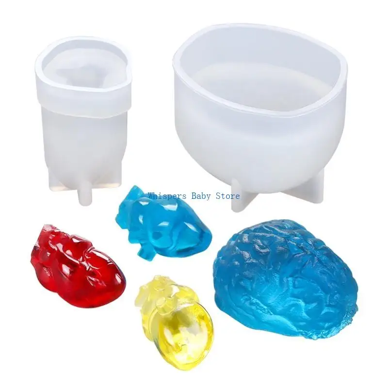 U90E Halloween organ silicon mold tự làm khuôn trái tim nhựa não cho sô cô fudge