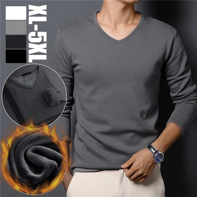รักษาความอบอุ่นชุดลองจอนสำหรับผู้ชายเสื้อแขนยาวสีทึบเทอร์โมสำหรับฤดูหนาวของผู้ชายลำลอง