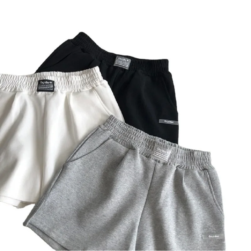 ผ้าฝ้ายอเนกประสงค์กางเกงขาสั้นผู้หญิงฤดูร้อนเอวยางยืดเอวสูงบางขากว้างกางเกงลําลองนักเรียนเสื้อผ้าสตรี