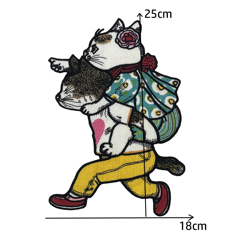 Dense Line Butterfly Carrying a Cat Sewing On Embroidery Patches For Clothing DIY Fashion Clothes Embroidered Applique Patch