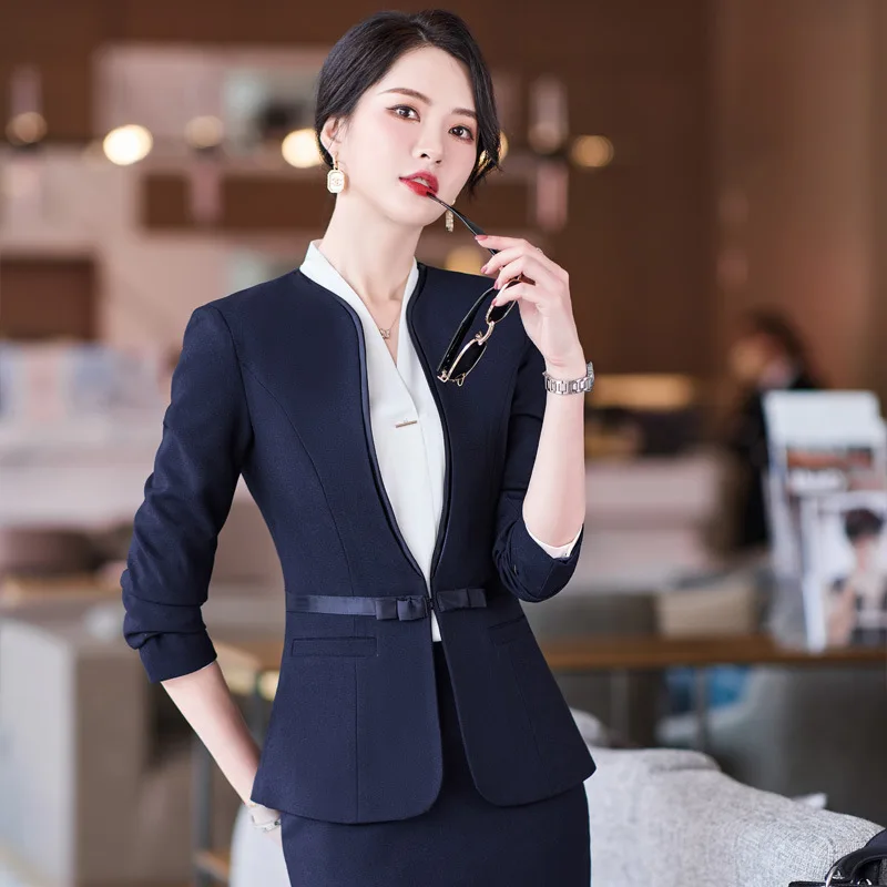 High-End Fashion Elegant Slim Jewelry Beautician Work Clothes Business Wear Women's Suit Long Sleeve New2022Spring