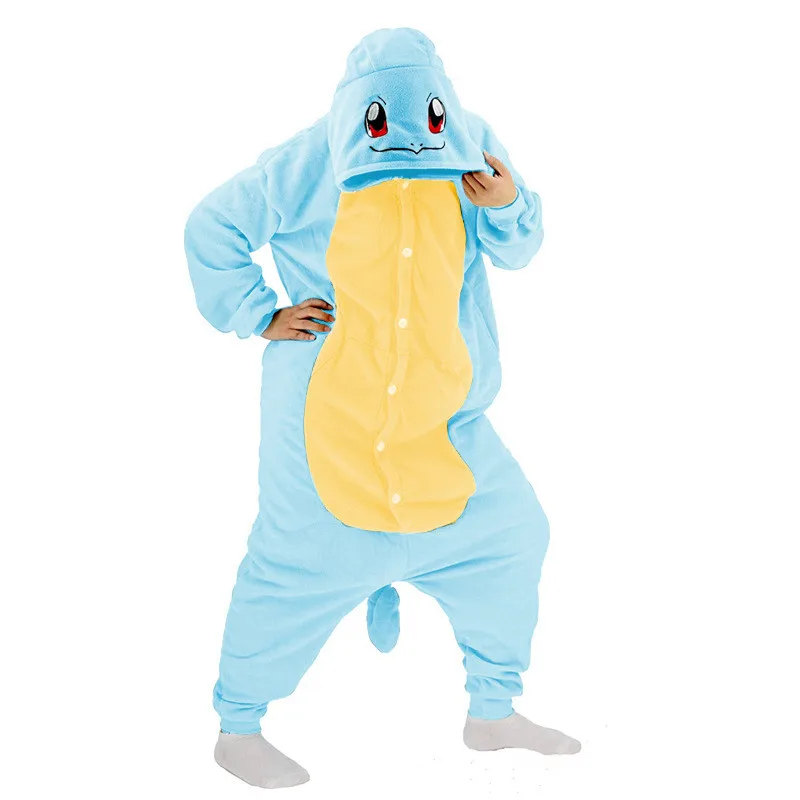 Squirtle Onesie Kigurumi Pyjama für Erwachsene Cosplay Kostüm Halloween Weihnachten Anime Schlafanzug Anzug – Detail 4