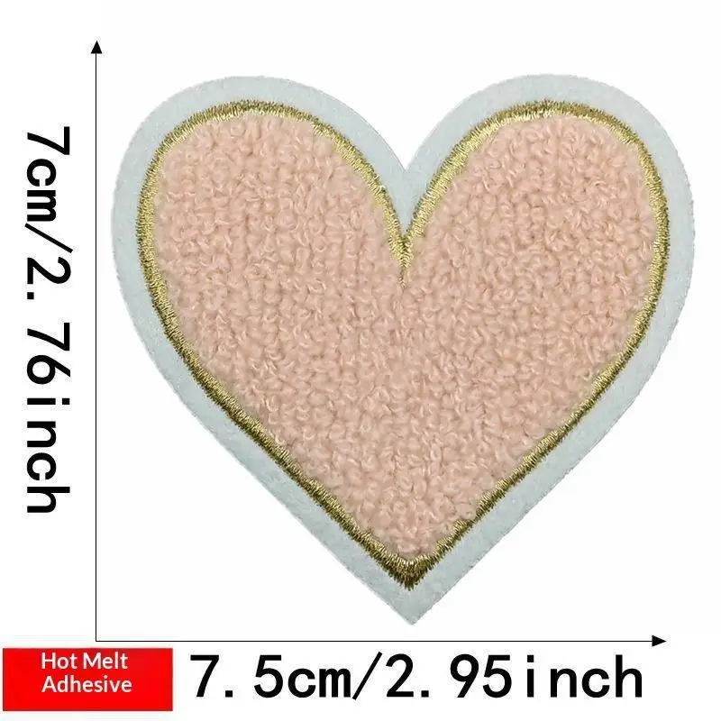 Mehrfarbige Handtuch-Stickerei-Herz-Aufnäher zum Aufbügeln, weich, flauschig, einfach anzubringen, perfekt für DIY-Jacken, Taschen, Bastelarbeiten, Dekorationen. – Detail 27