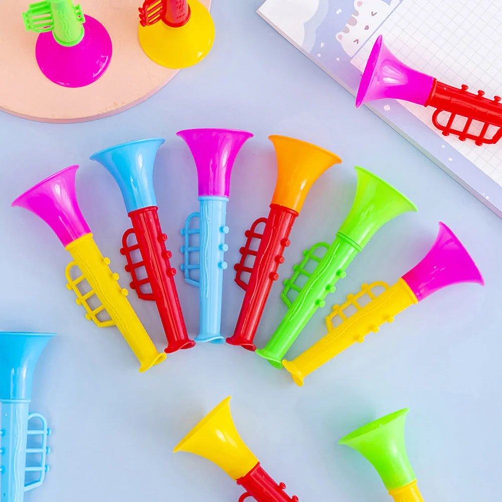 20 stks Mini Plastic Trompet Speelgoed voor Kinderen Veilig Lichtgewicht Kleurrijke Baby Muziekinstrumenten Leuk Cadeau Blaas Luid Geluid