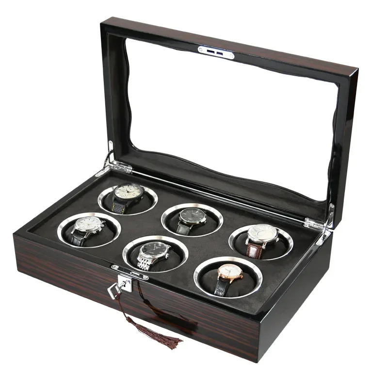 

Wood Watch Box Storage Case Big Size Watch Boxes Organizer Men Mechanical Wrist Watches Transparent Skylight Display Collection