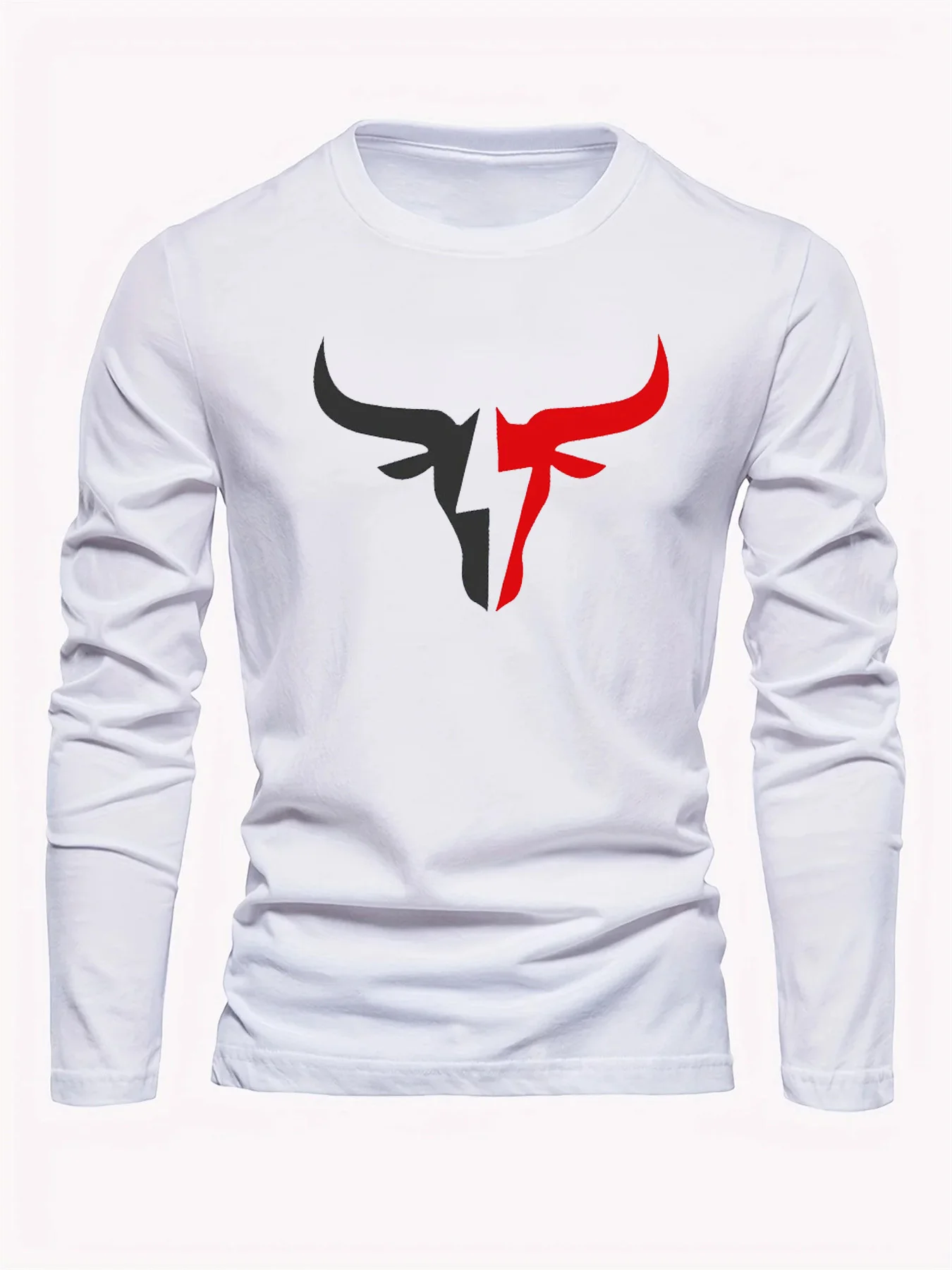 Simple Solid Color Men's Long Sleeve T-shirt Outdoor Run Sports Tees Loose O-neck Fashion Cotton Tops Fall Comfortable Pullover view 3