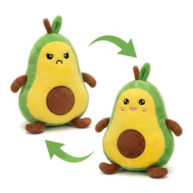 

Avocado Double-Sided Plush Toy Stuffed Animal - Mood Plush Flip Shows Your Emotion Soft Cuddly Toy for All Ages
