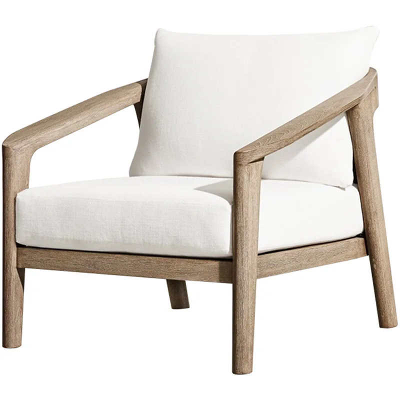 

✗x Nordic Modern Design Outdoor Teak Sofa Chair Solid Wood PE Wicker Rattan High-Density Foam Cushion Waterproof Durable*