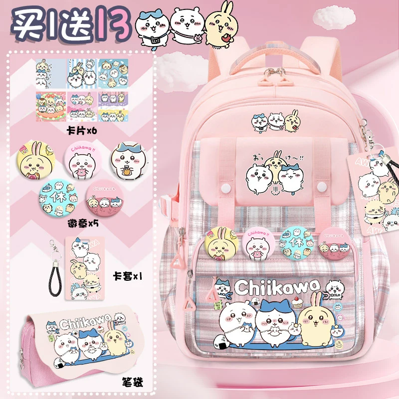 

Chiikawa Cartoon Backpack Sweet Color Healing Series Multiple Compartment Design With Adjustable Straps For School Travel
