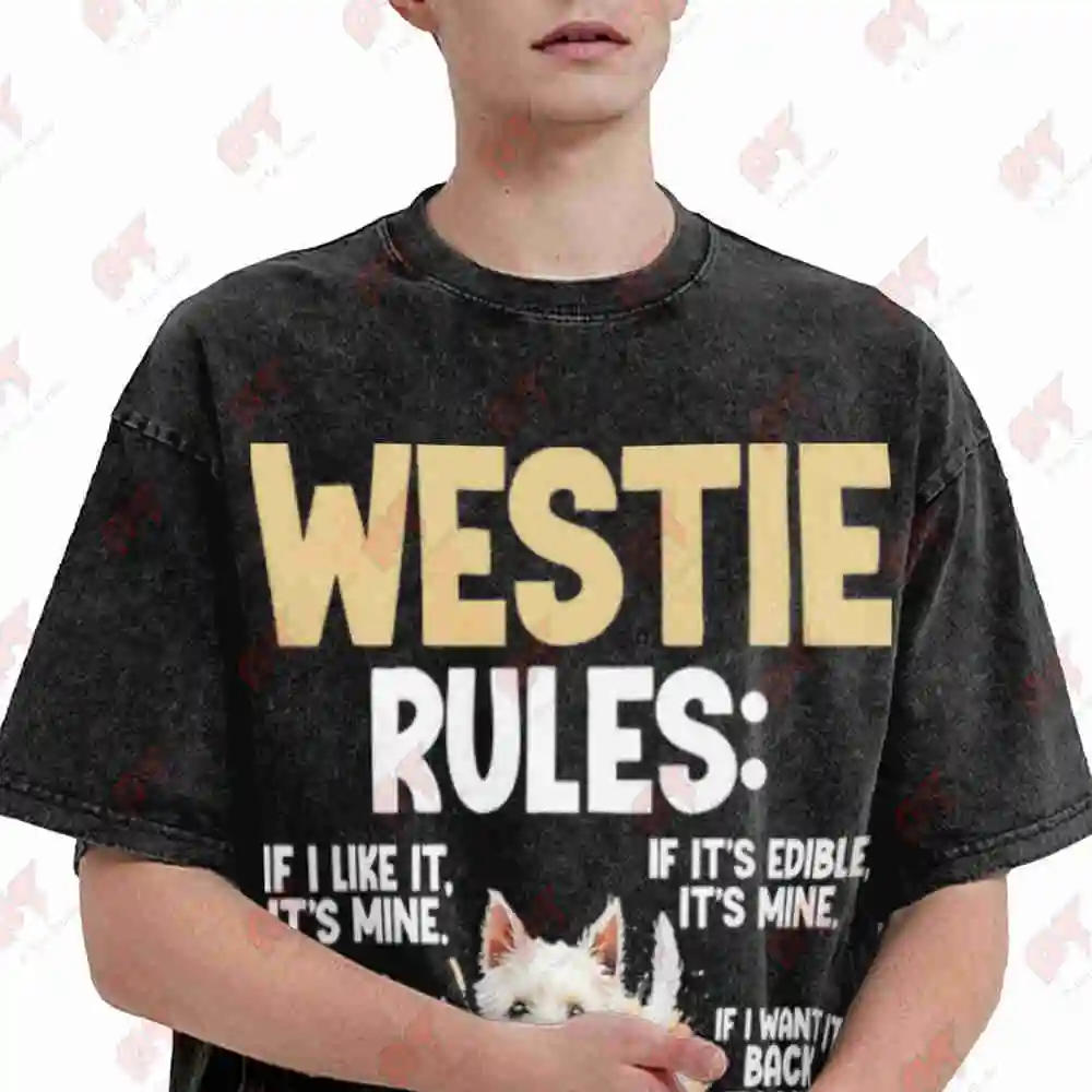My Bestie Is A Westie Dog Lover Vintage Washed Tee Pure Cotton T-Shirt