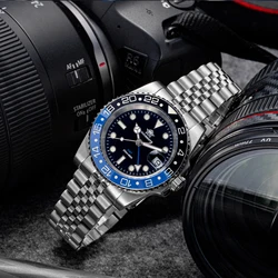 ADDIESDIVE Top Brand Stainless Steel GMT Men Quartz Watch Super Luminous AD2050 Reloj Hombre 200M Waterproof Luxury Dive Watches