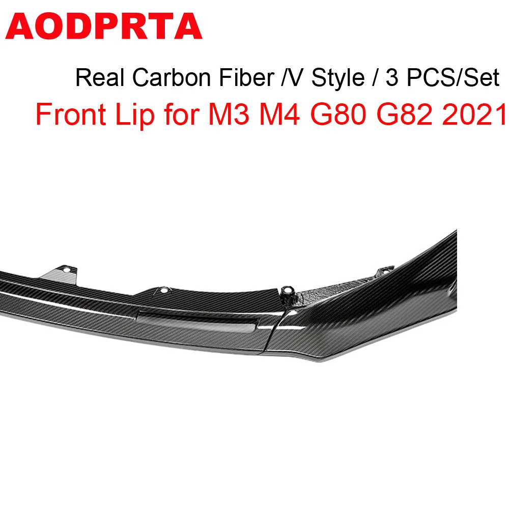 Real Carbon Fiber Front Bumper Lip Spoiler Splitter Diffuser For BMW M3 G80 M4 G82 2021 2022 2023