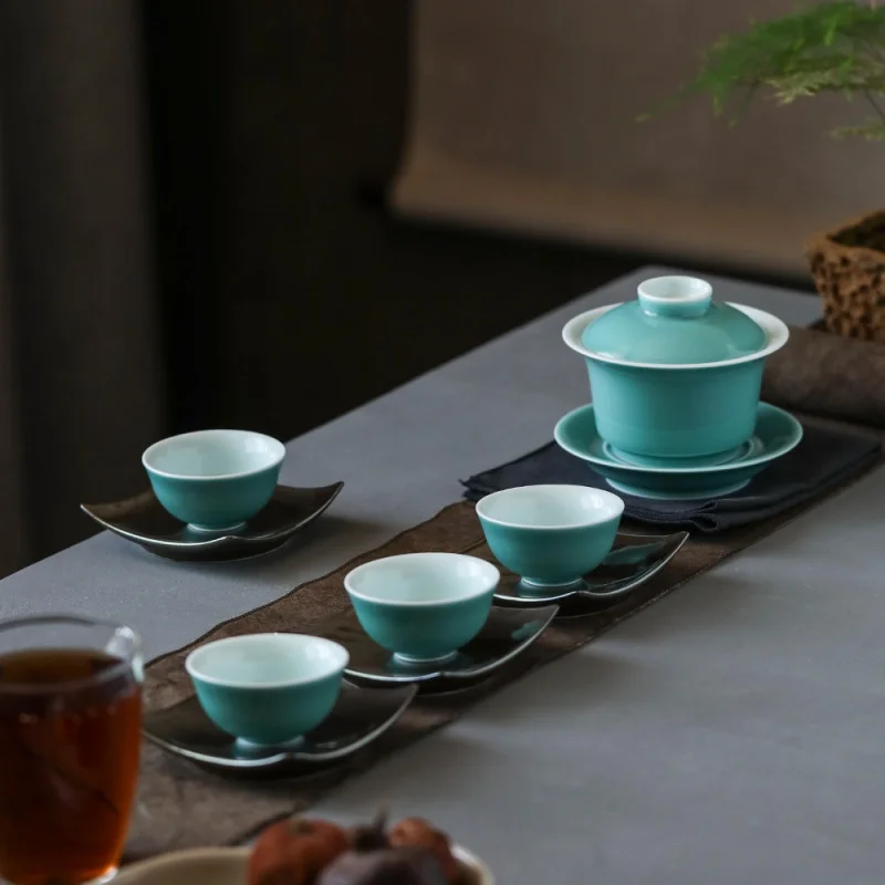 ★Jingdezhen Jade Blue White Porcelain Master Cup Tea Cup Private Lettering Single Household Ceramic Kung Fu Tea Cup