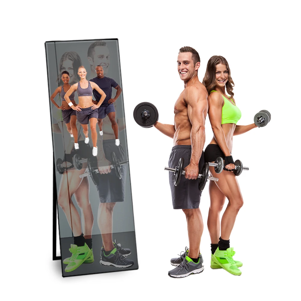 43" Interactieve Glazen TV Gymapparatuur Magische Gymspiegel Android Touchscreen Slimme Spiegel Fitness Slimme Spiegel