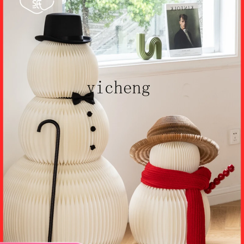 ZK Christmas Decorative Paper Snowman Ornaments Shopping Window Store Outdoor Props