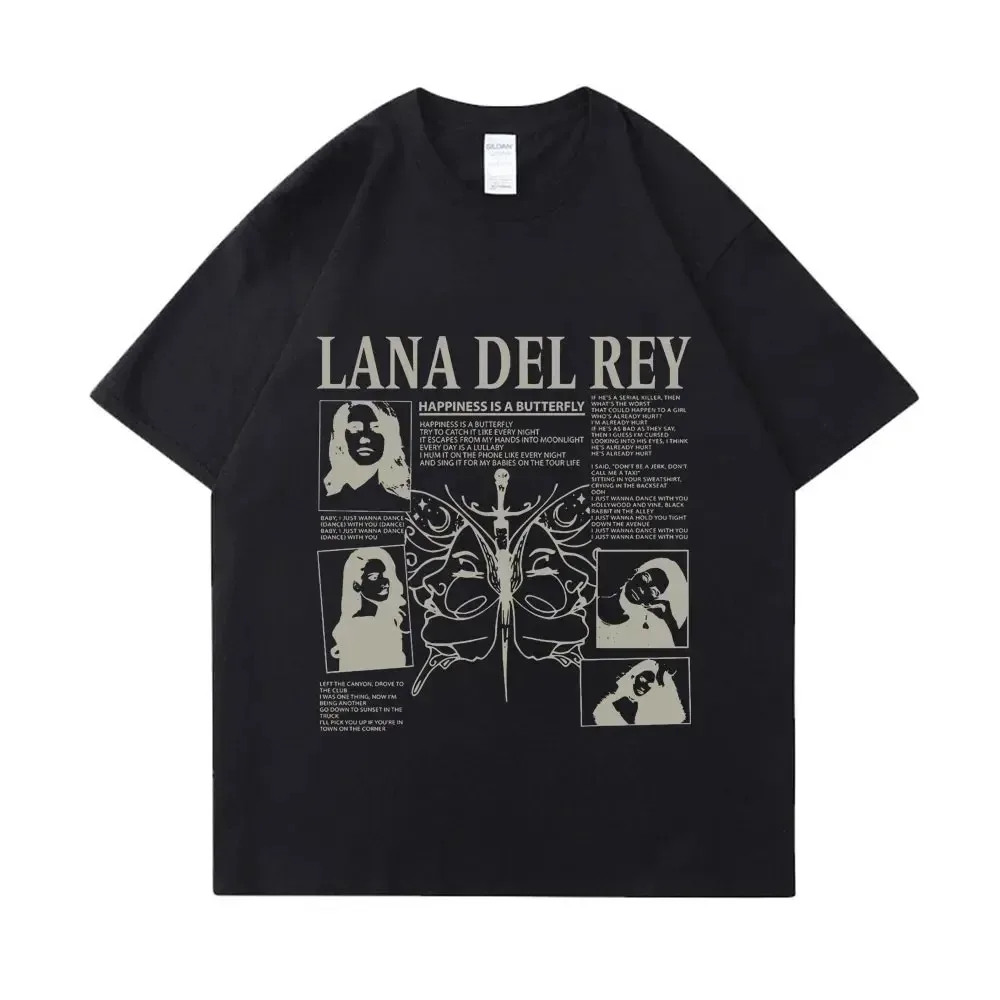 Singer Lana Del Rey T Shirt Music Album Trend T-shirt Men Women Cotton Short Sleeve Cotton Tshirt Tee Clothes Tops Gift for Fans