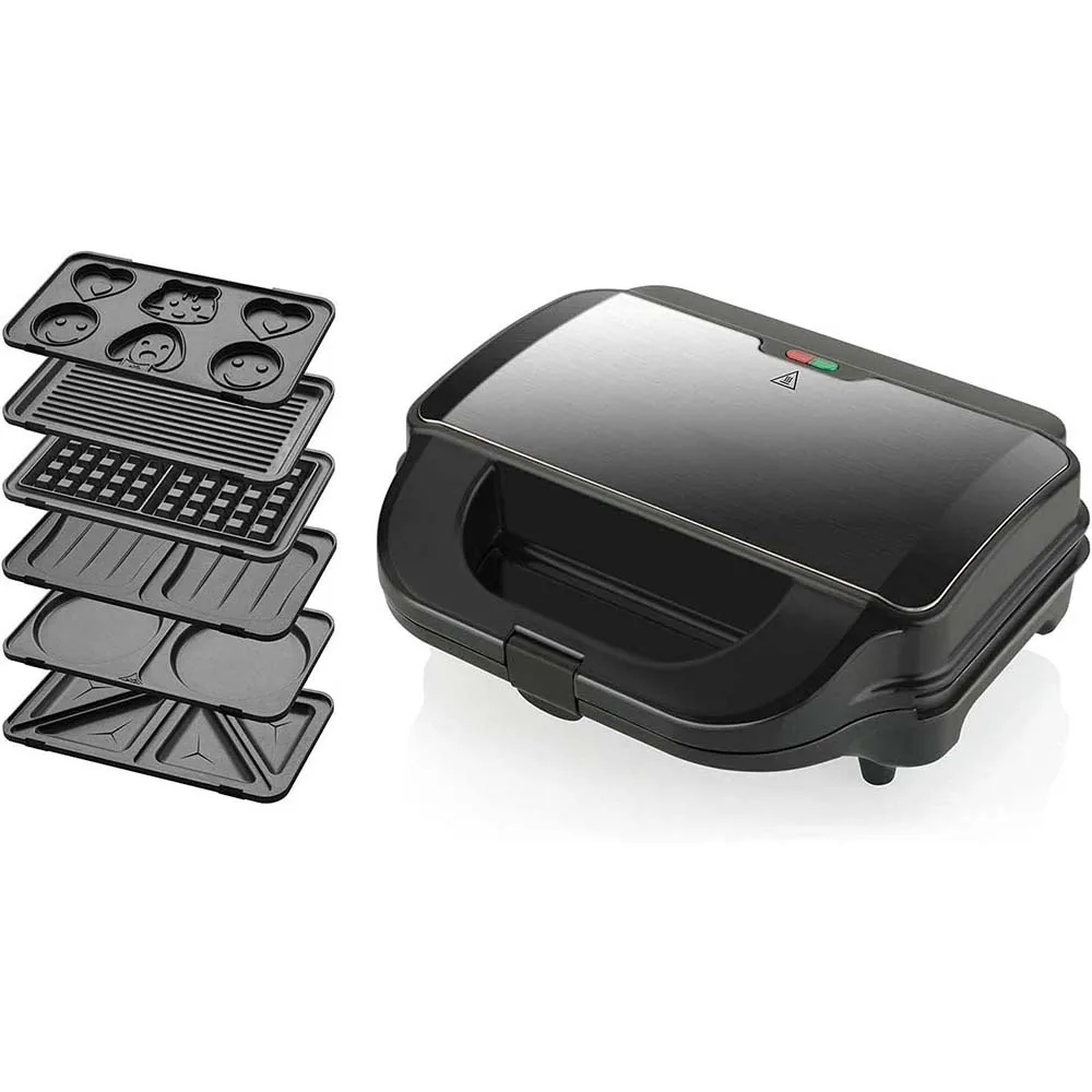 

Portable 6-in-1 Automatic Temperature Control Deep 2-Slice Waffle & Sandwich Grill Maker with Detachable Plates for Household