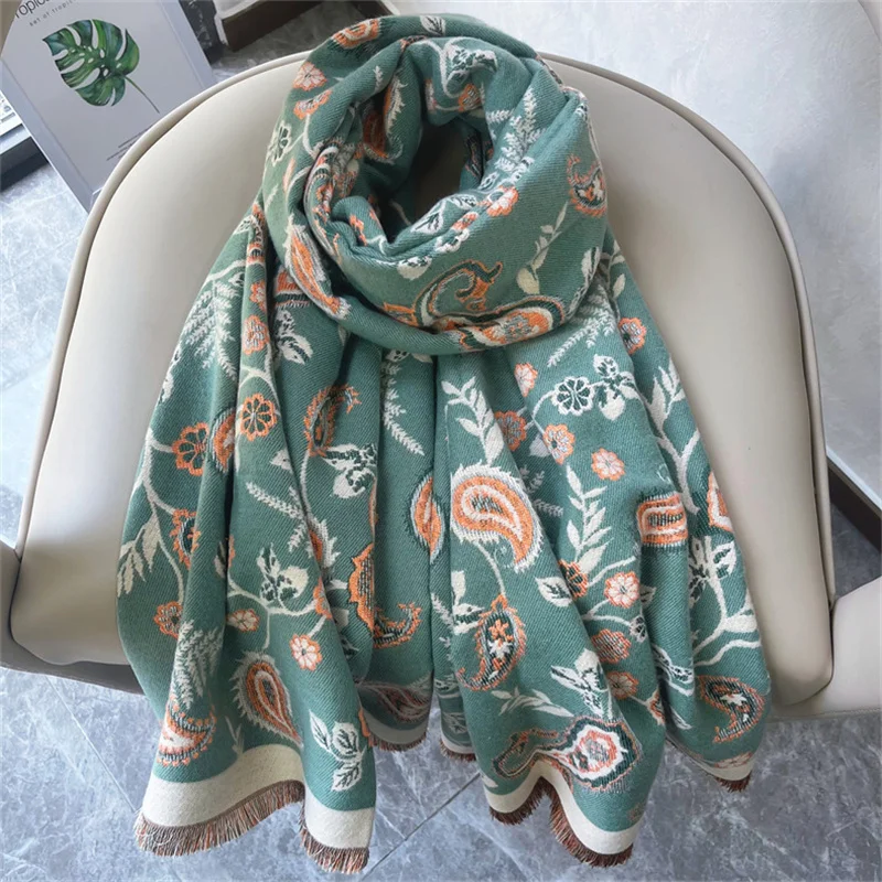 

Winter Scarf Women Soft Cashmere Warm Pashmina Cashew Print Scarves Wraps Thick Shawl Bufandas Tassel Stoles Hijabs 180x65CM