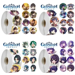 500PCS/Roll Genshin Impact Game Sealing Decal Waterproof Xiao Keqing Shotgun Kaedehara Kazuha Envelope Kawaii Stationery Sticker