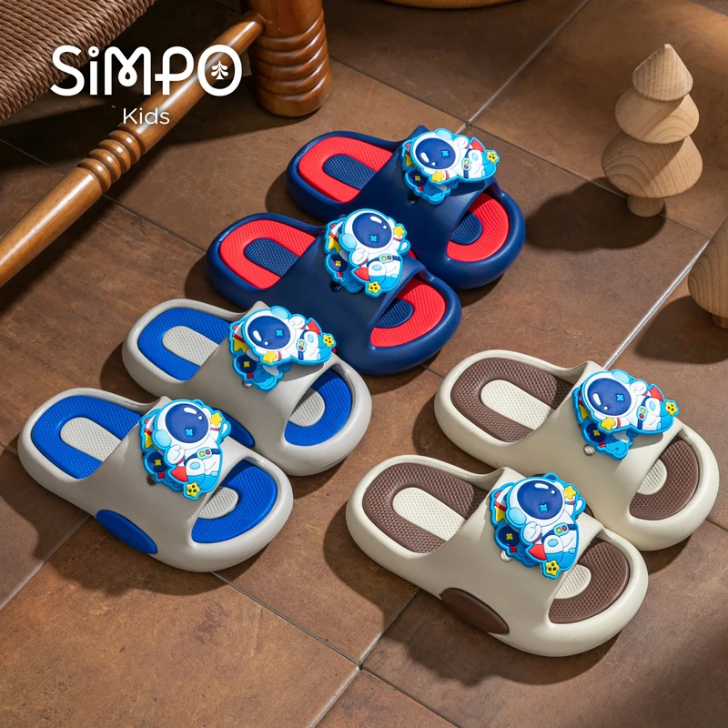 

Милые тапочки-космонавты с вращающимися подвесками, легкие детские сандалии без шнуровки на толстой подошве с дышащей мягкой подошвой и открытым носком