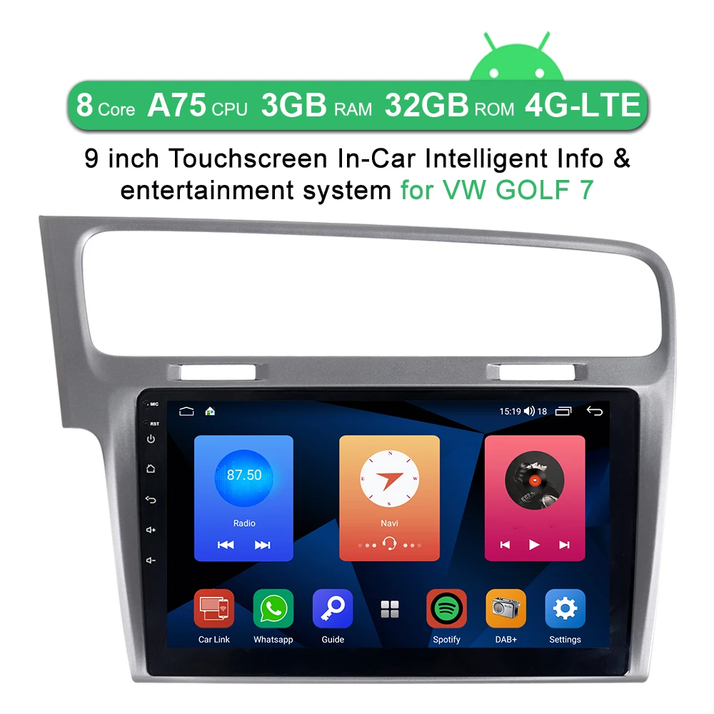 A-Sure 2 Din 10.1 Inch Wireless CarPlay Car Radio Android 11 8-Core 3+32GB GPS Navigation For Volkswagen VW Golf 7 VII MK7