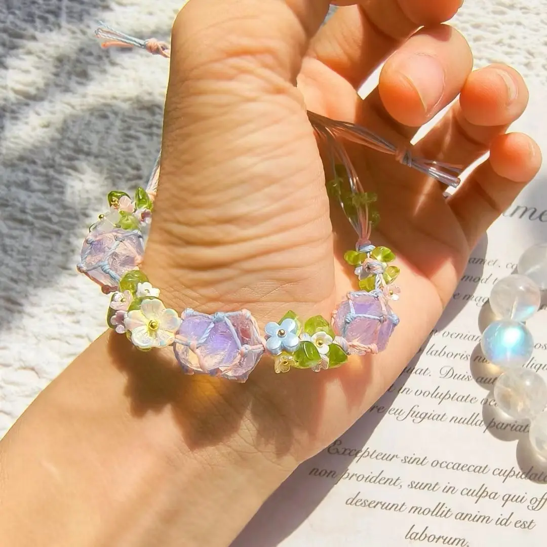 1Pcs Opal Woven Bracelet Natural Crystal Opal Gemstone Handwoven Crafts Bracelet Home Stone Crafts Decoration Gift
