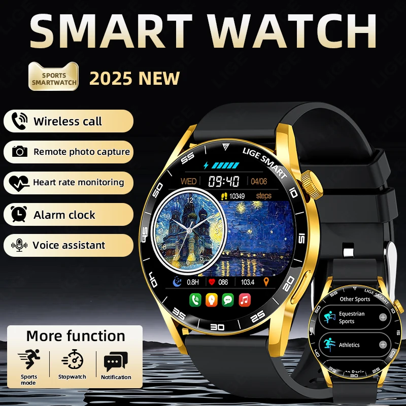 

LIGE 2025 Bluetooth Call Smart Watch Men AI Voice Assistant Bluetooth Call Men's Watches Women Health Monitor Sports Smartwatch