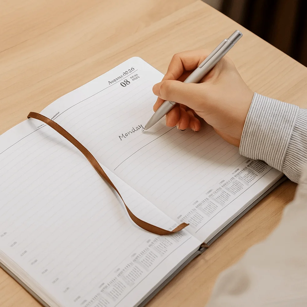 2026 365 Days Efficiency Notebook Yearly Schedule Texture PU Office Work Planner Leather Cover Soft a5 Agenda Planning Notepad