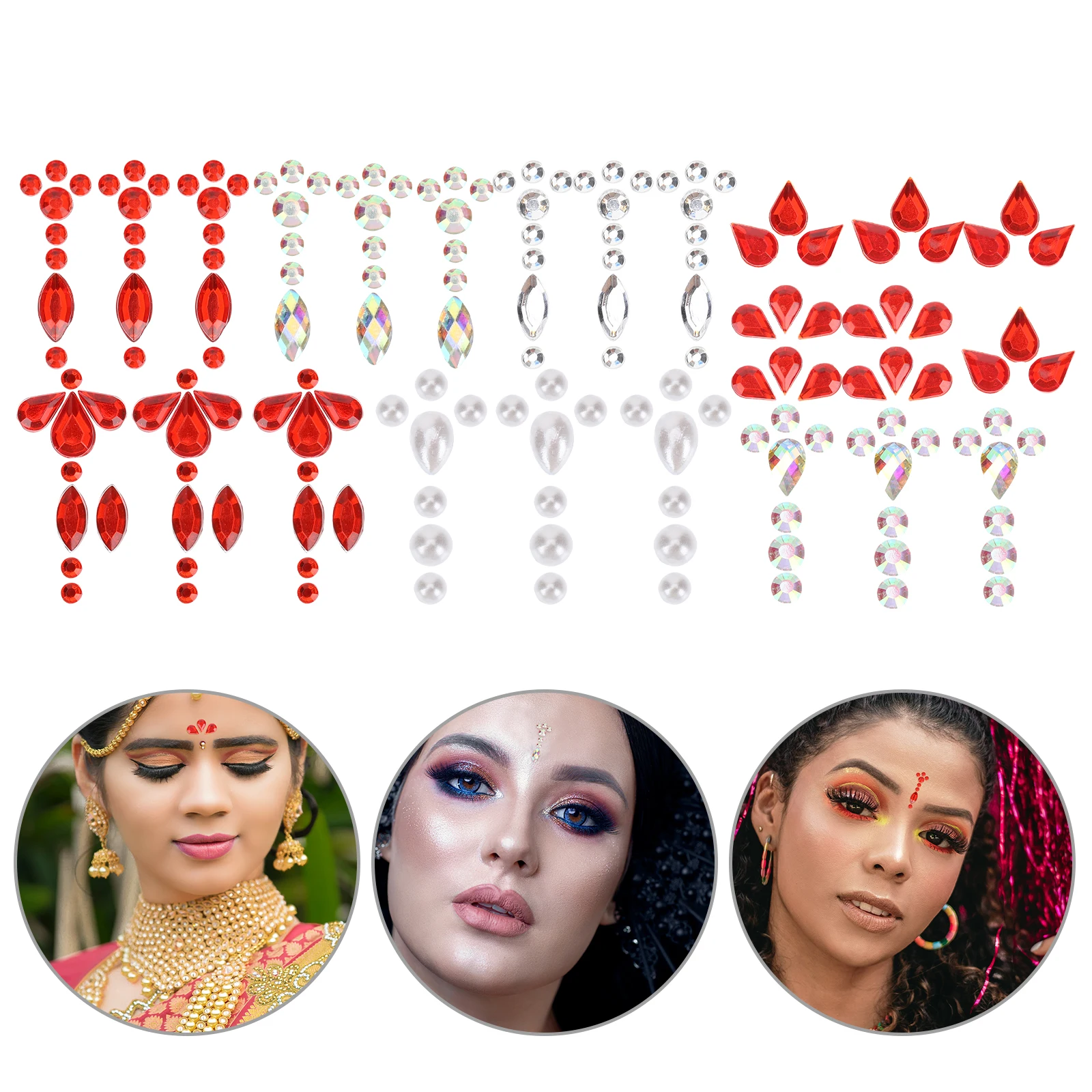 

7 Sheets Bindi for Women Face Jewels Sparkling Glass Stickers Decor for Halloween Festival Party Body Art Makeup Accessories
