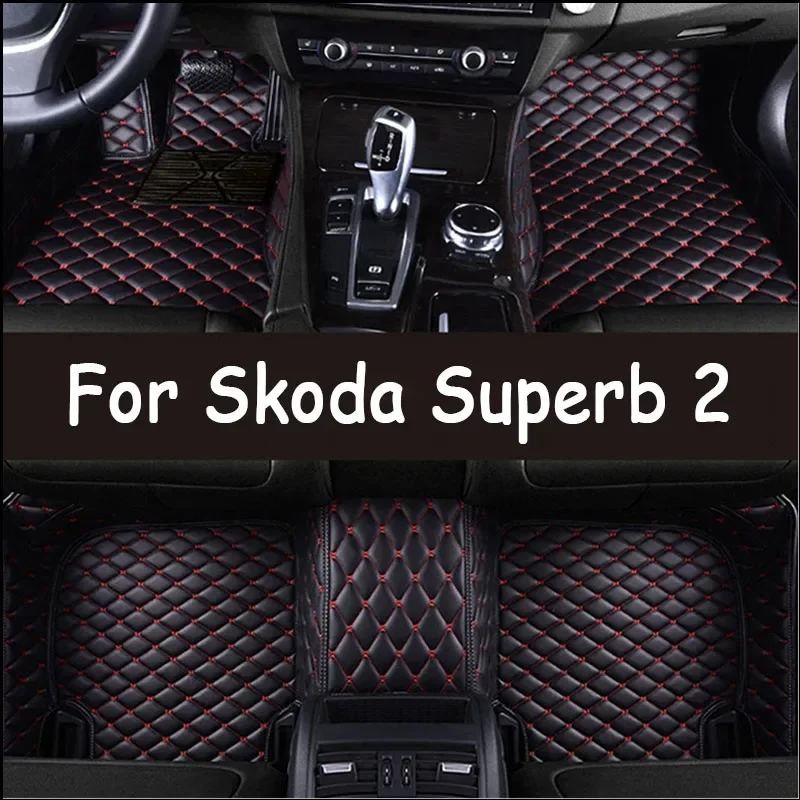 Custom Automotive Car Floor Mats For Skoda Superb 2 2013 2014 2015 Auto Luxury Leather Men Women Car Mats Full Coverage