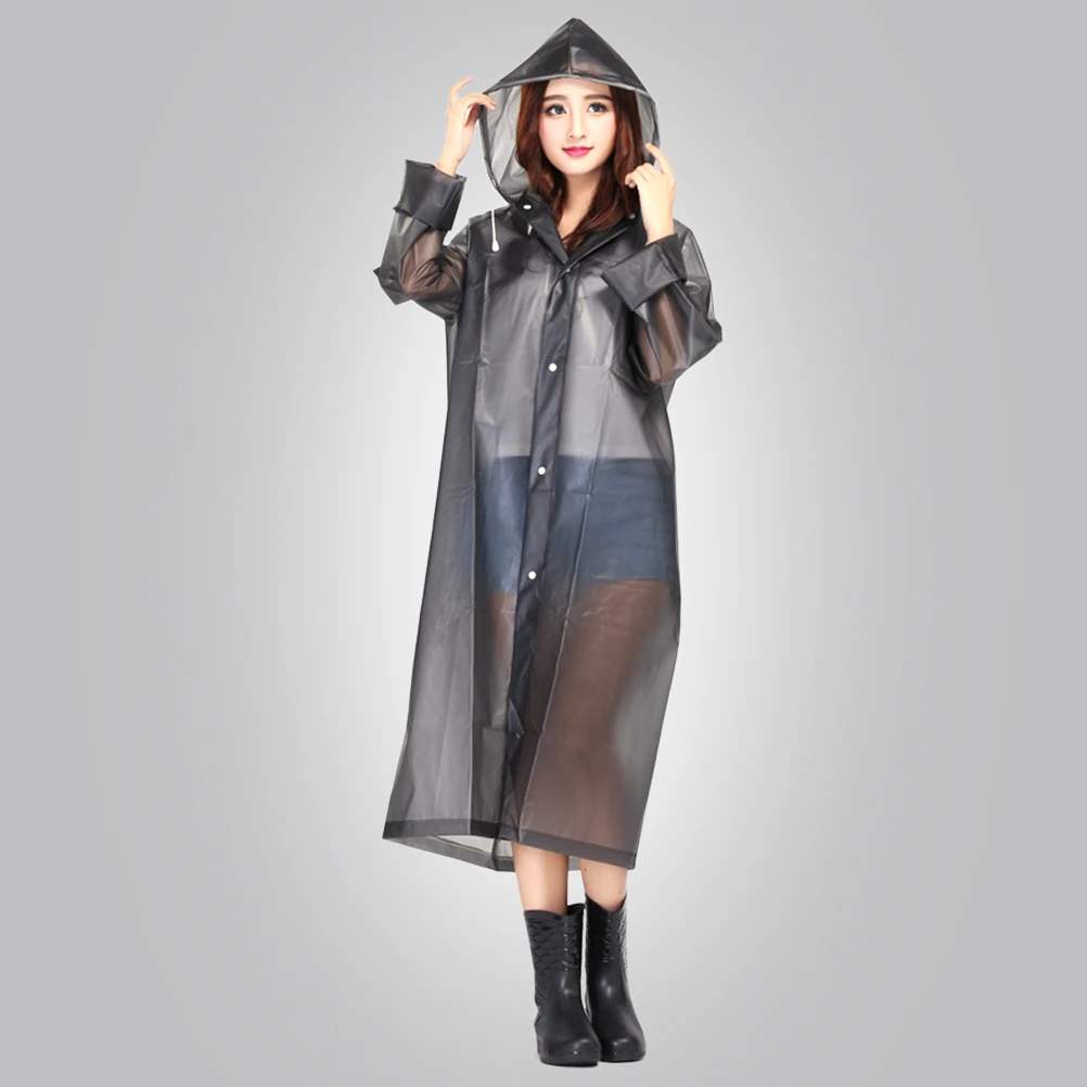 

Thickened Eva Raincoat Waterproof Lightweight Foldable For Kids Adults Outdoor Camping Hiking Travel Hooded Poncho Grey M