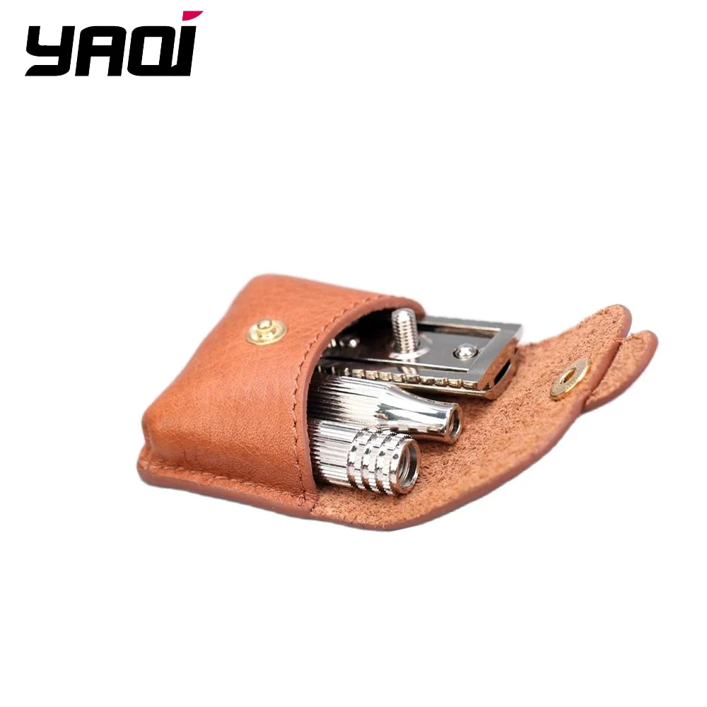 

Yaqi Nickel Color Travel Razor With Leather Pouch for men