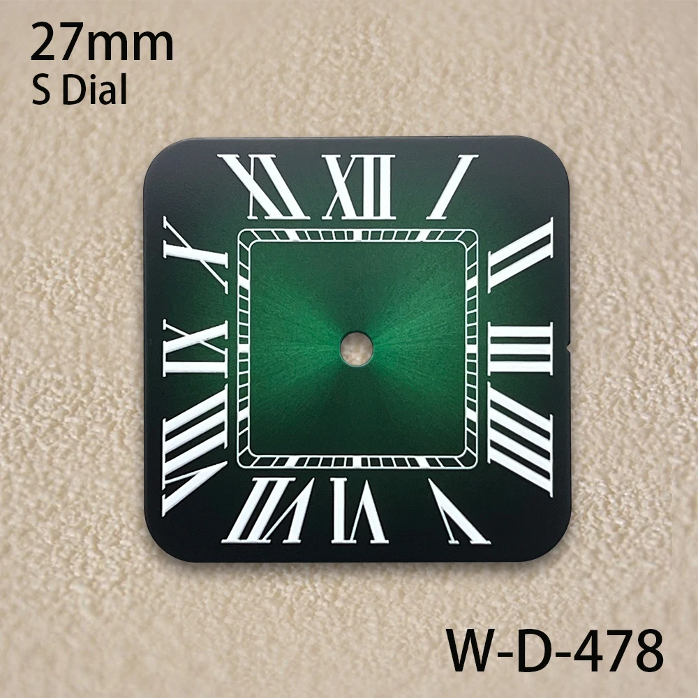 S Logo Square Dial Watch, adequado para NH35, NH36 Movimento, branco, preto, gradiente, sunburst, acessórios de modificação, 27mm