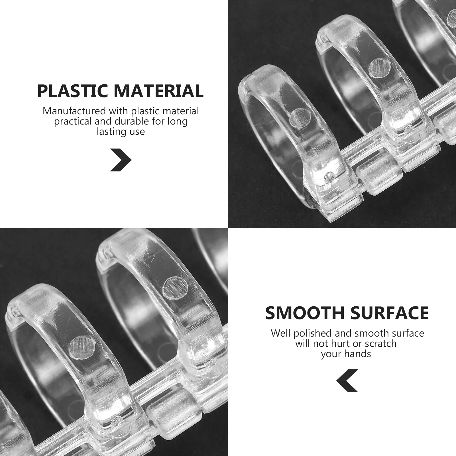 

10Pcs Binder Snap Ring Flexible Plastic Segmented Binder for Home Office School Stationery Student Supply Page Turning