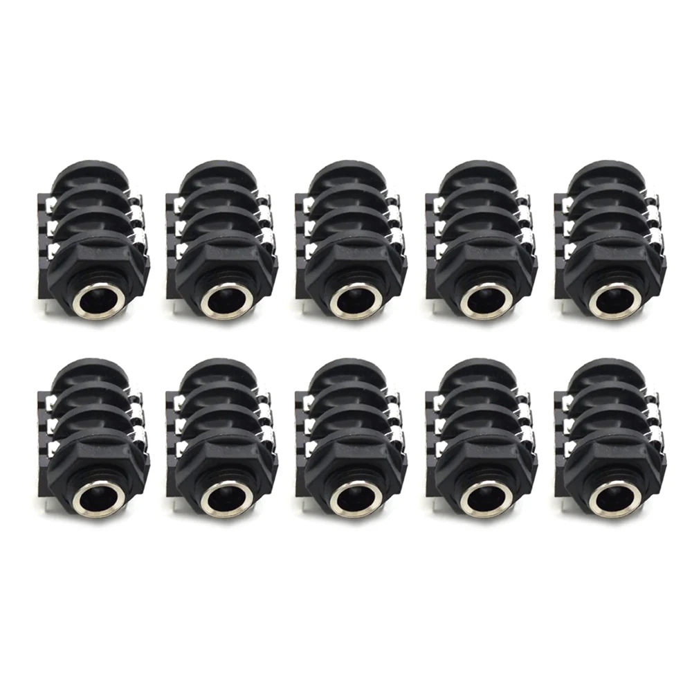 Microphone Female Stereo Audio Socket Jack Connector 6PIN 6.35mm 10PCS