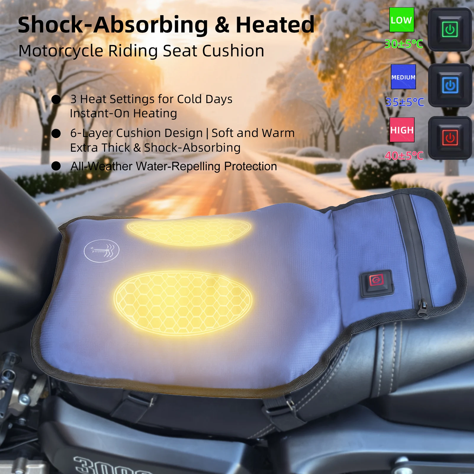 

Gel Heated Seat Cushion, USB Heating Pad with 3-Temperature Settings for Car Motorcycle Office, Portable Seat Warmer for Outdoor