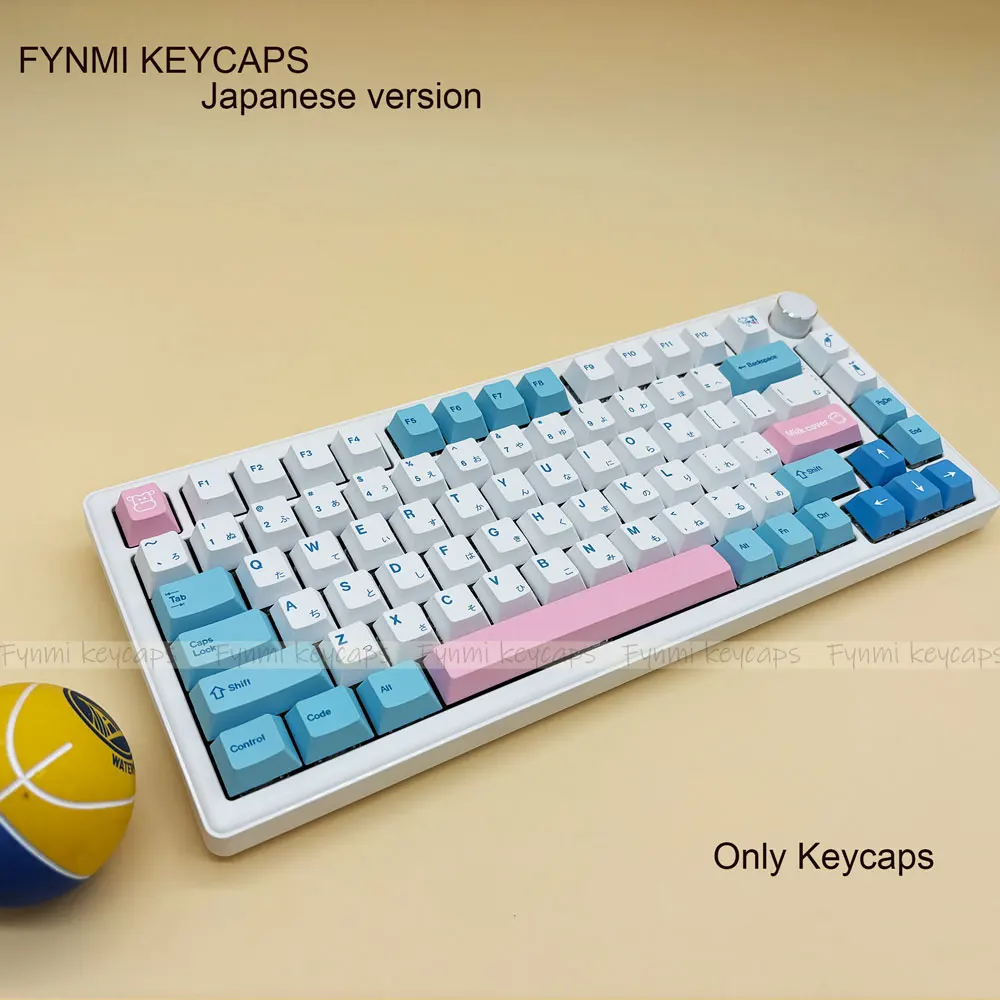 Fynmi Janpanese 140pcs keys  ANSI Cherry PBT Dye Sublimation Keycaps Milk Cover Theme for 61/68/75/78/81/87/104 Keys keyboard