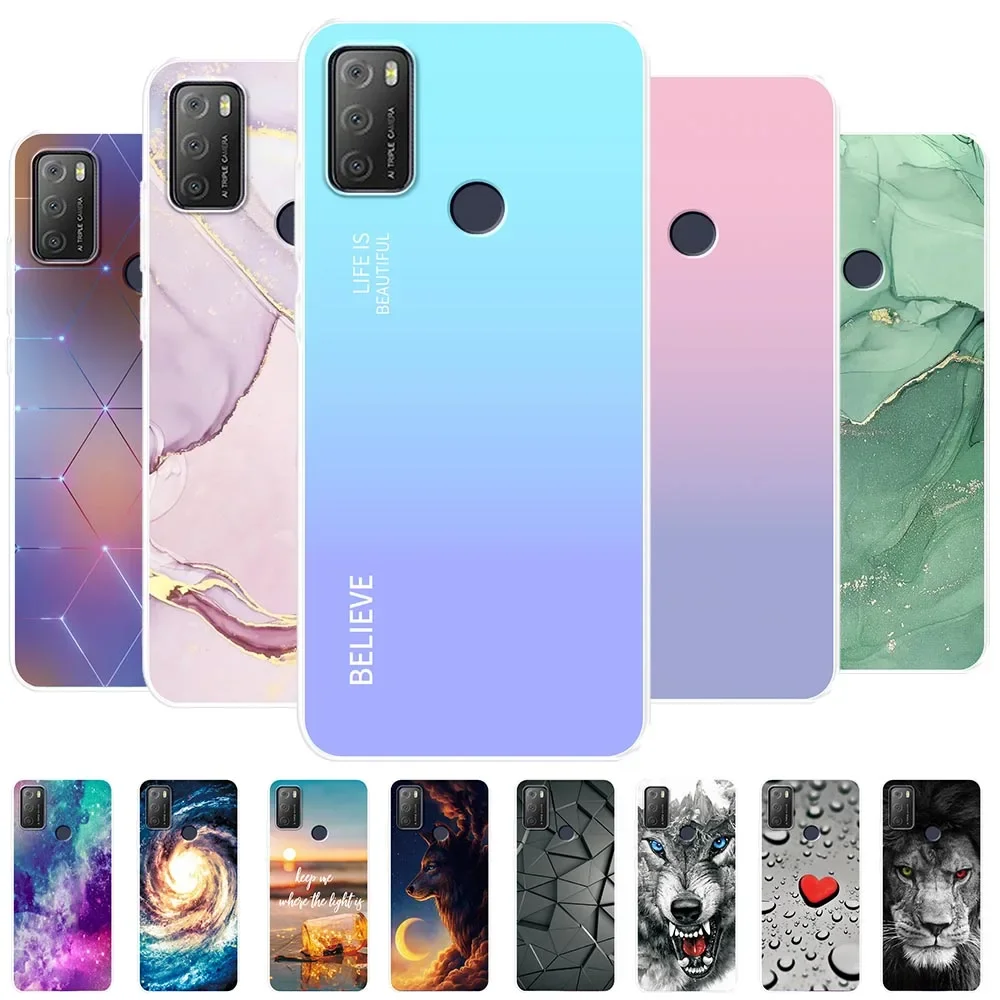 For Alcatel 1S 2021 Case 6.52'' Cover Marble TPU Clear Soft Silicone Phone Case For Alcatel 1S 2021 Coque 6025H Fundas Bumper