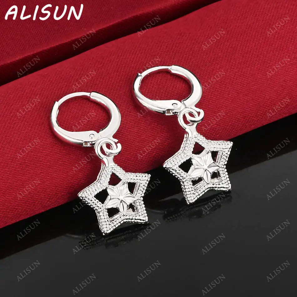 ALISUN 925 فضة الزركون ستار أقراط إسقاط أقراط سحر الاتجاه هدايا عيد ميلاد موضة حفلة غرامة مجوهرات #1