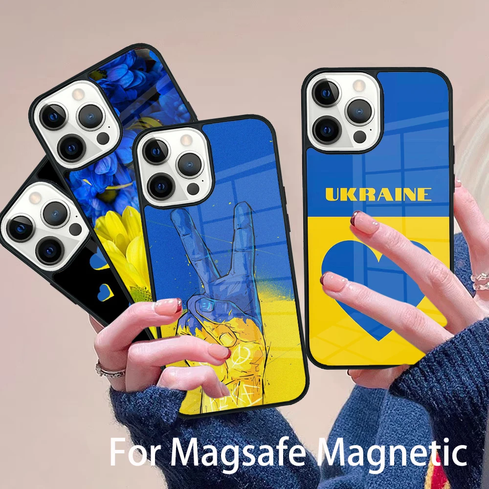 

Keep Calm And U-U-kraine-E Of Flag Phone Case Magesafe Magnetic Wireless Charge Cover For IPhone 16 11 12 13 14 15 Pro Max Plus