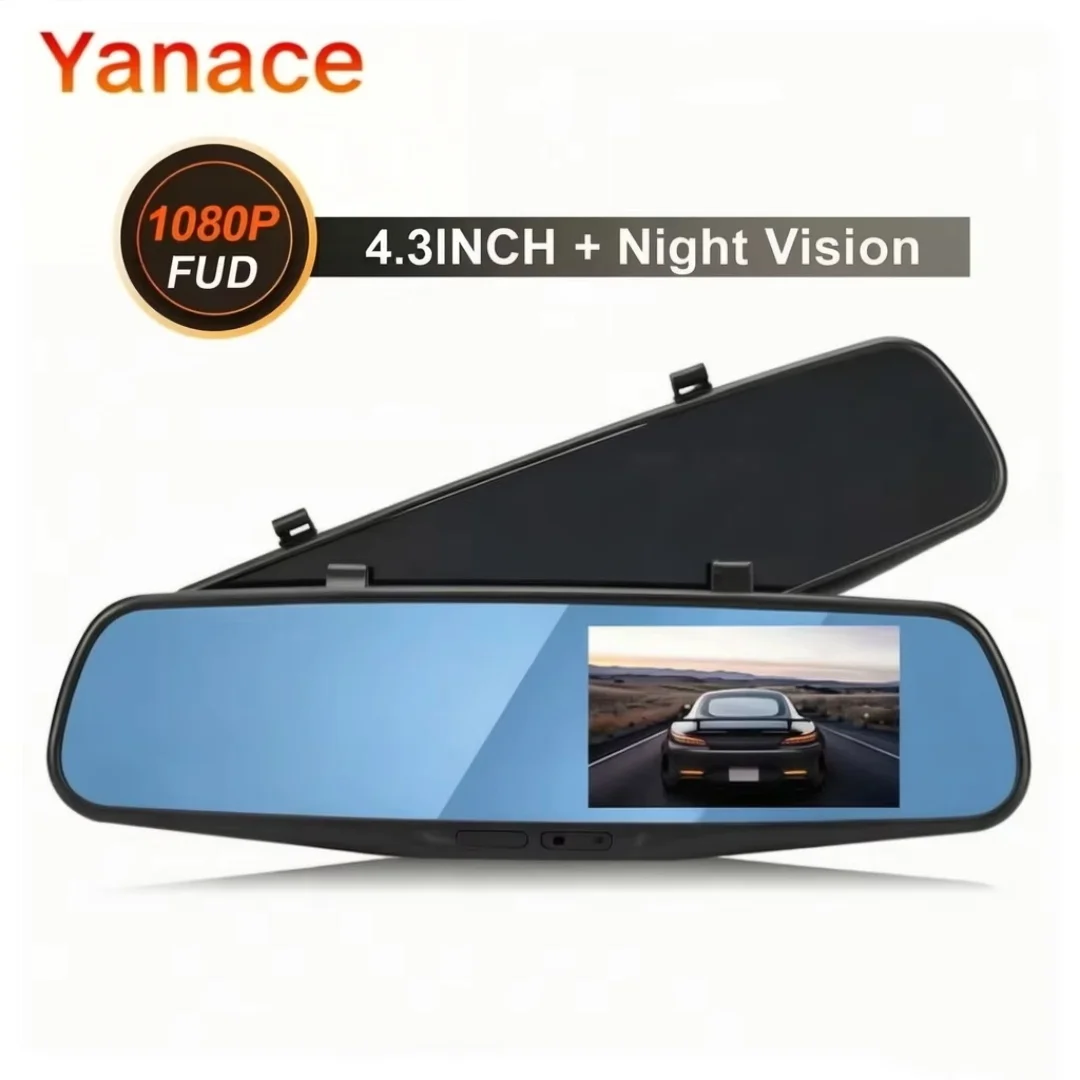 Yanace Dual Lens Front and Rear Video Recorder Backup Camera with Parking Guidelines Wide Angle for Driving Easy Installation