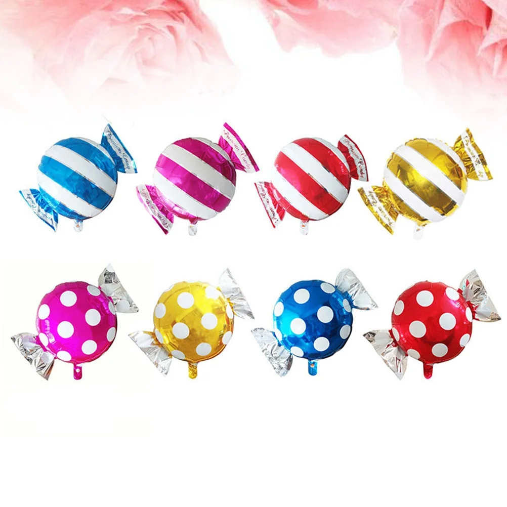 

8Pcs Candy Shape Balloons Sweets Aluminum Foil Balloon Stripes Spots Party Home Bar Club Decorations Helium Balloons