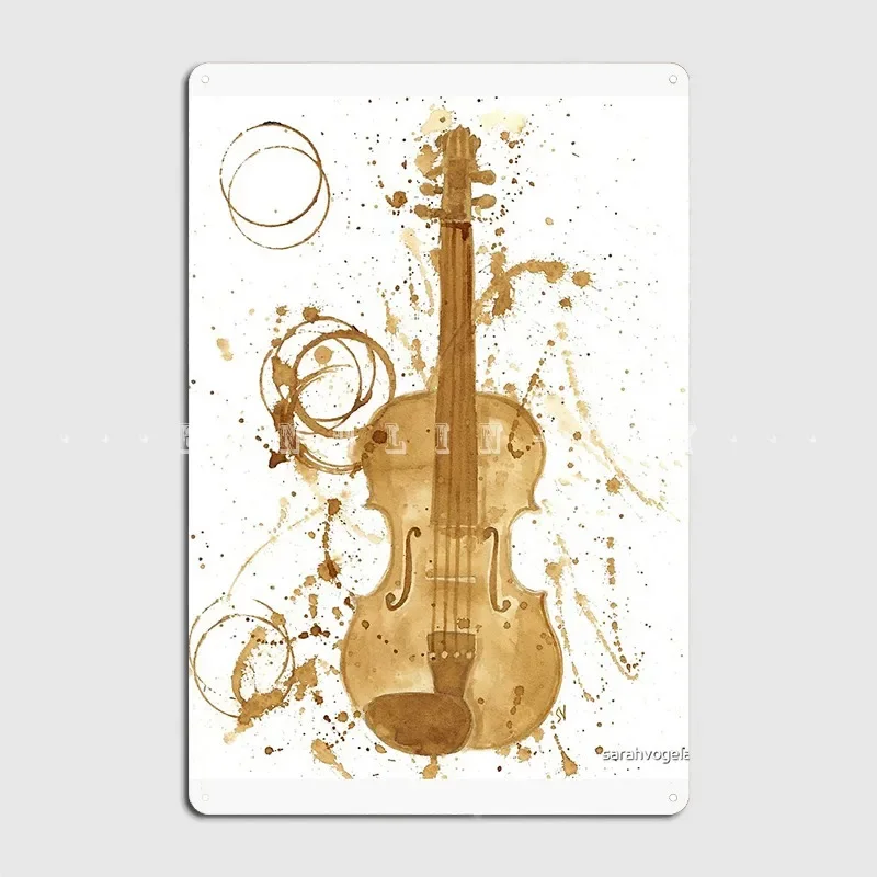 Coffee Violin Metal Sign Classic Club Bar Painting Décor Club Tin Sign Poster