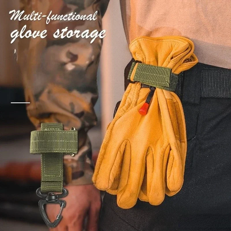 

Nylon Glove Hook Tactical Multifunction Webbing Molle Carabiner Anti-lost Keeper Pouch Belt Rope Holder Camping Buckle Outdoor