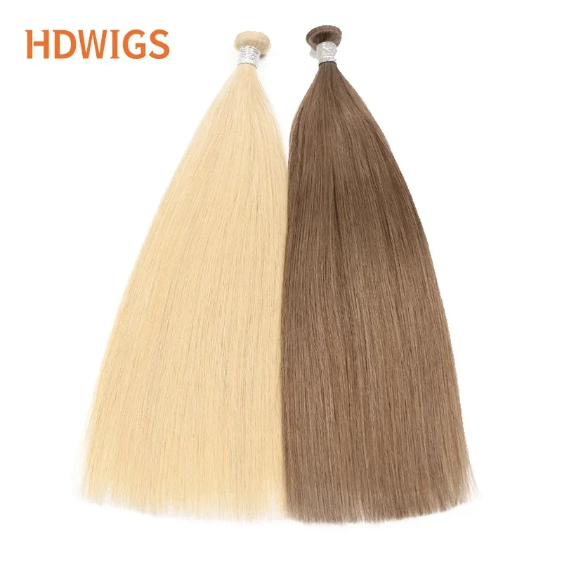 Pacotes de cabelo humano virgem de seda reta para mulheres, trama de cabelo virgem cru não processada, extremidade grossa do cabelo, super duplo desenhado, natural