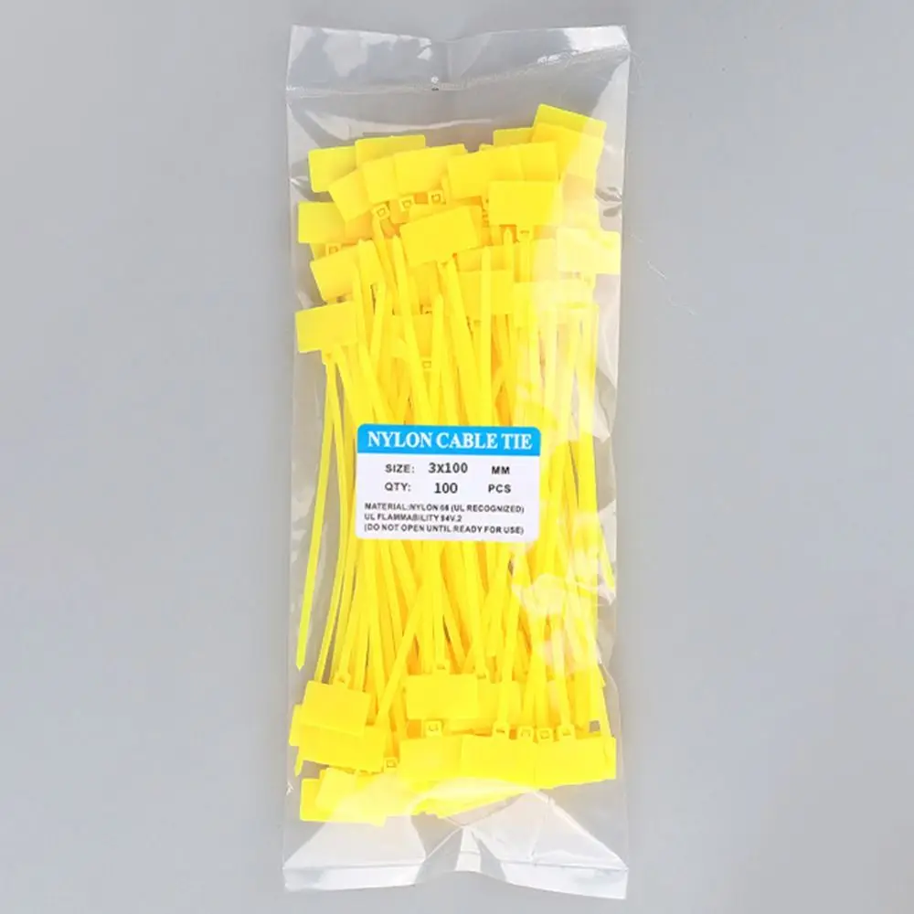 100pcs Tagging Accessories Easy Mark Cable Ties Nylon Material Colorful Style Cable Tag Plastic Label Markers Ethernet Cable