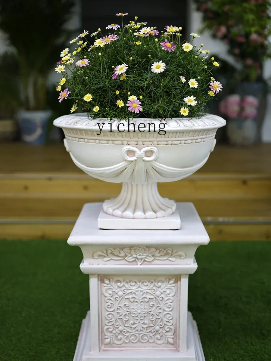 Roman Column Decorative Ornament European Garden Courtyard Wedding Display Stand Gypsum Outdoor Flower Pot Flower Stand BaseL7